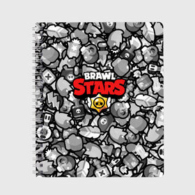 Тетрадь с принтом BRAWL STARS , 100% бумага | 48 листов, плотность листов — 60 г/м2, плотность картонной обложки — 250 г/м2. Листы скреплены сбоку удобной пружинной спиралью. Уголки страниц и обложки скругленные. Цвет линий — светло-серый
 | android | brawl stars | colt | crow | games | leon | penny | poco. | shelly | spike | wanted | брав | бравл старс | звезды | игры | мобильные игры | старс