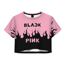 Женская футболка Cropp-top с принтом BLACKPINK , 100% полиэстер | круглая горловина, длина футболки до линии талии, рукава с отворотами | blackpink | kpop