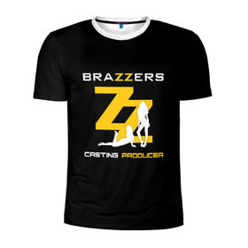 Мужская футболка 3D спортивная с принтом Brazzers Casting-producer , 100% полиэстер с улучшенными характеристиками | приталенный силуэт, круглая горловина, широкие плечи, сужается к линии бедра | adults | brazzers | casting | girls | inscription | logo | movies | producer | silhouette | studio | девушки | кастинг | логотип | надпись | продюсер | силуэт | студия | фильмы