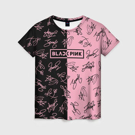 Женская футболка 3D с принтом BLACKPINK АВТОГРАФЫ , 100% полиэфир ( синтетическое хлопкоподобное полотно) | прямой крой, круглый вырез горловины, длина до линии бедер | blackpink | kpop