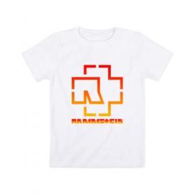 Детская футболка хлопок с принтом RAMMSTEIN (НА СПИНЕ) , 100% хлопок | круглый вырез горловины, полуприлегающий силуэт, длина до линии бедер | rammstein | рамштайн