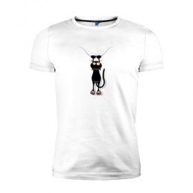 Мужская футболка премиум с принтом Кот Повис , 92% хлопок, 8% лайкра | приталенный силуэт, круглый вырез ворота, длина до линии бедра, короткий рукав | домашнее животное | животное | кот | котенок