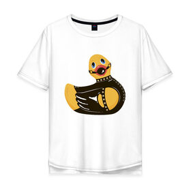 Мужская футболка хлопок Oversize с принтом Уточка bdsm , 100% хлопок | свободный крой, круглый ворот, “спинка” длиннее передней части | кляп | кожа | латекс | птица | утка | уточка