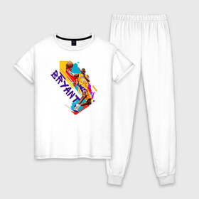 Женская пижама хлопок с принтом Kobe Bryant , 100% хлопок | брюки и футболка прямого кроя, без карманов, на брюках мягкая резинка на поясе и по низу штанин | adidas | basketball | bryant | jordan | lakers | lebron | nba | nike | slam dunk | баскетбол