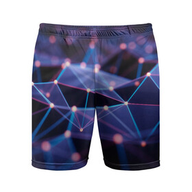 Мужские шорты спортивные с принтом 3D блики ,  |  | 3d | 3д | абстракция | блестки | блики | искры | кубы | свет | свечение | текстура