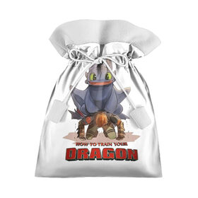 Подарочный 3D мешок с принтом ночная фурия , 100% полиэстер | Размер: 29*39 см | how to train your dragon | night fury | беззубик | дракон | как приручить дракона | ночная фурия