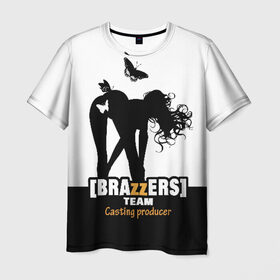 Мужская футболка 3D с принтом Casting-producer Brazzers team , 100% полиэфир | прямой крой, круглый вырез горловины, длина до линии бедер | adults | brazzers | butterflies | casting | girl | inscription | logo | movies | producer | silhouette | studio | team | бабочки | братья | девушка | кастинг | логотип | надпись | продюсер | силуэт | студия | фильмы