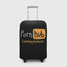 Чехол для чемодана 3D с принтом Porn hab Casting-producer , 86% полиэфир, 14% спандекс | двустороннее нанесение принта, прорези для ручек и колес | adults | casting | inscription | logo | movies | producer | studio | кастинг | логотип | надпись | продюсер | студия | фильмы