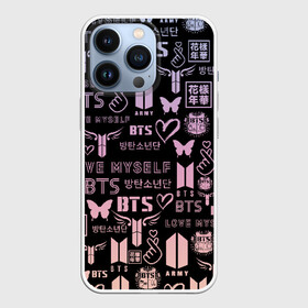 Чехол для iPhone 13 Pro с принтом BTS LOGOBOMBING ,  |  | Тематика изображения на принте: bts | bts boy | bts love | k pop | love yourself | айдол | битиэс. | бтс | ким тэ хен | фанфик бтс | чон чонгук