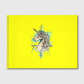 Альбом для рисования с принтом Единорог Yellow Unicorn , 100% бумага
 | матовая бумага, плотность 200 мг. | Тематика изображения на принте: unicorn | yellow unicorn | единорог | единорожки | животные | лошади