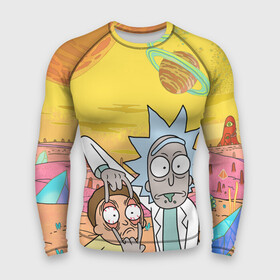 Мужской рашгард 3D с принтом Рик и Морти ,  |  | c 137 | morty | morty smith | portal | rick | rick and morty | rick sanchez | sanchez | smith | морти | морти смит | портал | рик | рик и морти | рик санчез | санчез | смит