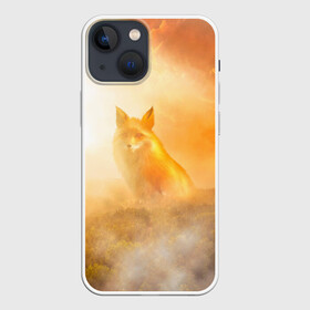 Чехол для iPhone 13 mini с принтом Лисичка в тумане ,  |  | animals | forest | fox | арт | животное | лес | лиса | лисичка | облака | рисунок | рыжая лиса | туман