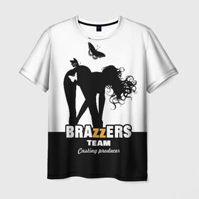 Мужская футболка 3D с принтом Brazzers team Casting-producer , 100% полиэфир | прямой крой, круглый вырез горловины, длина до линии бедер | adults | brazzers | butterflies | casting | girl | inscription | logo | movies | producer | silhouette | studio | team | бабочки | братья | девушка | кастинг | логотип | надпись | продюсер | силуэт | студия | фильмы