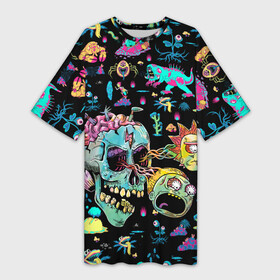 Платье-футболка 3D с принтом Monsters Rick and Morty ,  |  | c 137 | morty | morty smith | portal | rick | rick and morty | rick sanchez | sanchez | smith | морти | морти смит | портал | рик | рик и морти | рик санчез | санчез | смит
