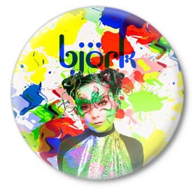 Значок с принтом Bjork ,  металл | круглая форма, металлическая застежка в виде булавки | art pop | avant garde | biork | bjork | electronica | experimental | авантгард | арт поп | бьёрк | бьйорк | бьорк | вокал | краски | радуга | цвета | электронтка