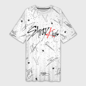 Платье-футболка 3D с принтом STRAY KIDS АВТОГРАФЫ ,  |  | skz | stray kids | бан чан | ли ноу | скз | стрей кидс | сынмин | уджин | феликс | хан | хёджин | чанбин