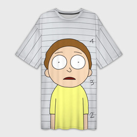 Платье-футболка 3D с принтом Morty is in prison ,  |  | c 137 | morty | morty smith | portal | rick | rick and morty | rick sanchez | sanchez | smith | морти | морти смит | портал | рик | рик и морти | рик санчез | санчез | смит