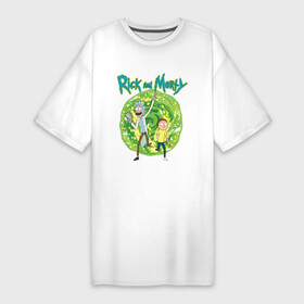 Платье-футболка хлопок с принтом Rick and Morty in the portal ,  |  | c 137 | morty | morty smith | portal | rick | rick and morty | rick sanchez | sanchez | smith | морти | морти смит | портал | рик | рик и морти | рик санчез | санчез | смит