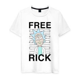 Мужская футболка хлопок с принтом Free Rick , 100% хлопок | прямой крой, круглый вырез горловины, длина до линии бедер, слегка спущенное плечо. | Тематика изображения на принте: c 137 | morty | morty smith | portal | rick | rick and morty | rick sanchez | sanchez | smith | морти | морти смит | портал | рик | рик и морти | рик санчез | санчез | смит