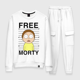 Женский костюм хлопок с принтом Free Morty , 100% хлопок | на свитшоте круглая горловина, мягкая резинка по низу. Брюки заужены к низу, на них два вида карманов: два 