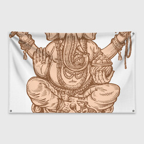Флаг-баннер с принтом Ганеш , 100% полиэстер | размер 67 х 109 см, плотность ткани — 95 г/м2; по краям флага есть четыре люверса для крепления | бог. индуизм | буддизм | ганеш | ганеша | индия | кришна | мифология | оберег | ом | слон | талисман