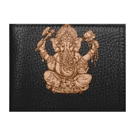 Обложка для студенческого билета с принтом Ганеш , натуральная кожа | Размер: 11*8 см; Печать на всей внешней стороне | бог. индуизм | буддизм | ганеш | ганеша | индия | кришна | мифология | оберег | ом | слон | талисман