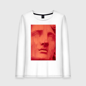 Женский лонгслив хлопок с принтом Face of statue , 100% хлопок |  | art | digital | glitch | red | retro | retrowave | statue | vaporwave | арт | глитч | глюк | искажение | искусство | лицо | ошибка | ретровейв | статуя | цифровое | цифровой