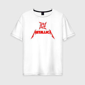 Женская футболка хлопок Oversize с принтом METALLICA , 100% хлопок | свободный крой, круглый ворот, спущенный рукав, длина до линии бедер
 | metallica | metallica logo | rock | метал группа | металл | металлика логотип | музыка | рок | трэш метал | хеви метал