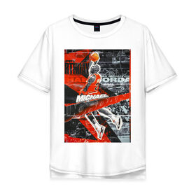 Мужская футболка хлопок Oversize с принтом Jordan , 100% хлопок | свободный крой, круглый ворот, “спинка” длиннее передней части | 23 | air | basketball | bulls | jordan | nba | баскетбол | буллс | джордан | нба