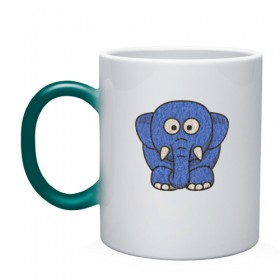 Кружка хамелеон с принтом Голубой слоник , керамика | меняет цвет при нагревании, емкость 330 мл | животные | мамонт | маугли | персонаж | природа | слон | слоник