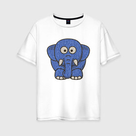 Женская футболка хлопок Oversize с принтом Голубой слоник , 100% хлопок | свободный крой, круглый ворот, спущенный рукав, длина до линии бедер
 | животные | мамонт | маугли | персонаж | природа | слон | слоник