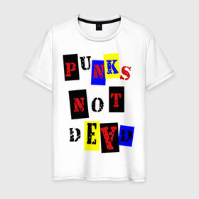 Мужская футболка хлопок с принтом Punks not dead , 100% хлопок | прямой крой, круглый вырез горловины, длина до линии бедер, слегка спущенное плечо. | punks | панки | хой