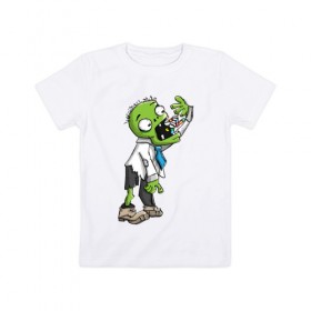 Детская футболка хлопок с принтом Больной зомби , 100% хлопок | круглый вырез горловины, полуприлегающий силуэт, длина до линии бедер | апокалипсис | больной | зеленый зомби | зомби | постапокалипсис | уставший зомби