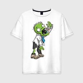 Женская футболка хлопок Oversize с принтом Больной зомби , 100% хлопок | свободный крой, круглый ворот, спущенный рукав, длина до линии бедер
 | апокалипсис | больной | зеленый зомби | зомби | постапокалипсис | уставший зомби