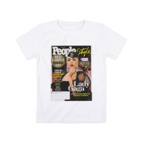 Детская футболка хлопок с принтом Lady GAGA , 100% хлопок | круглый вырез горловины, полуприлегающий силуэт, длина до линии бедер | lady gaga | знаменитости | леди гага | музыка | поп
