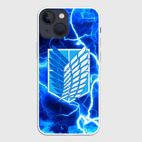 Чехол для iPhone 13 mini с принтом АТАКА ТИТАНОВ. Голубые молнии ,  |  | attack on titan | monsters | атака титанов | монстры | титаны