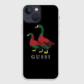 Чехол для iPhone 13 mini с принтом МОДНЫЙ ГУСЬ ,  |  | gussi | гуси | гусси | модный гусь
