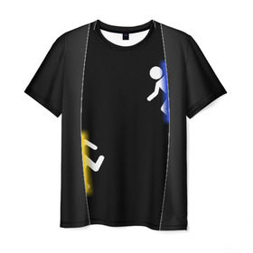 Мужская футболка 3D с принтом Portal , 100% полиэфир | прямой крой, круглый вырез горловины, длина до линии бедер | half life | головоломка | портал | телепорт