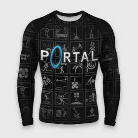 Мужской рашгард 3D с принтом Portal icons ,  |  | half life | головоломка | иконки | пиктограммы | портал | телепорт