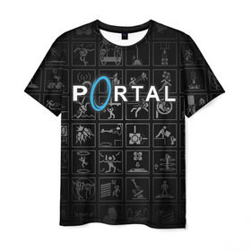 Мужская футболка 3D с принтом Portal icons , 100% полиэфир | прямой крой, круглый вырез горловины, длина до линии бедер | Тематика изображения на принте: half life | головоломка | иконки | пиктограммы | портал | телепорт