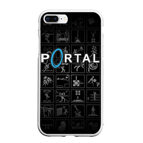 Чехол для iPhone 7Plus/8 Plus матовый с принтом Portal icons , Силикон | Область печати: задняя сторона чехла, без боковых панелей | half life | головоломка | иконки | пиктограммы | портал | телепорт