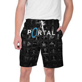 Мужские шорты 3D с принтом Portal icons ,  полиэстер 100% | прямой крой, два кармана без застежек по бокам. Мягкая трикотажная резинка на поясе, внутри которой широкие завязки. Длина чуть выше колен | half life | головоломка | иконки | пиктограммы | портал | телепорт