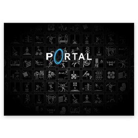 Поздравительная открытка с принтом Portal icons , 100% бумага | плотность бумаги 280 г/м2, матовая, на обратной стороне линовка и место для марки
 | half life | головоломка | иконки | пиктограммы | портал | телепорт