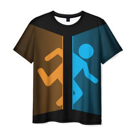 Мужская футболка 3D с принтом Portal , 100% полиэфир | прямой крой, круглый вырез горловины, длина до линии бедер | half life | головоломка | портал | телепорт