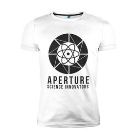 Мужская футболка премиум с принтом APERTURE lab. , 92% хлопок, 8% лайкра | приталенный силуэт, круглый вырез ворота, длина до линии бедра, короткий рукав | aperture | aperture science innovators | game | portal | portal 2