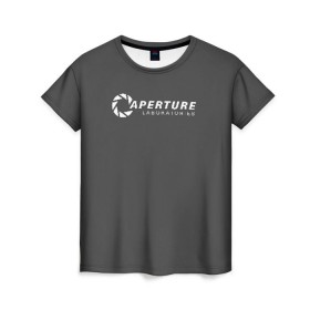 Женская футболка 3D с принтом APERTURE lab. , 100% полиэфир ( синтетическое хлопкоподобное полотно) | прямой крой, круглый вырез горловины, длина до линии бедер | aperture | aperture science innovators | game | portal | portal 2