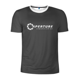 Мужская футболка 3D спортивная с принтом APERTURE lab. , 100% полиэстер с улучшенными характеристиками | приталенный силуэт, круглая горловина, широкие плечи, сужается к линии бедра | aperture | aperture science innovators | game | portal | portal 2