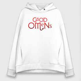 Женское худи Oversize хлопок с принтом GOOD OMENS (ХВОСТ) , френч-терри — 70% хлопок, 30% полиэстер. Мягкий теплый начес внутри —100% хлопок | боковые карманы, эластичные манжеты и нижняя кромка, капюшон на магнитной кнопке | good omens | благие знамения | терри пратчетт