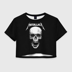 Женская футболка Cropp-top с принтом Metallica , 100% полиэстер | круглая горловина, длина футболки до линии талии, рукава с отворотами | Тематика изображения на принте: metalica | metallica | группа | джеймс хэтфилд | кирк хэмметт | ларс ульрих | метал | металика | металлика | миталика | музыка | роберт трухильо | рок | трэш | трэшметал | хард | хеви