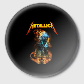 Значок с принтом Metallica ,  металл | круглая форма, металлическая застежка в виде булавки | metalica | metallica | группа | джеймс хэтфилд | кирк хэмметт | ларс ульрих | метал | металика | металлика | миталика | музыка | роберт трухильо | рок | трэш | трэшметал | хард | хеви
